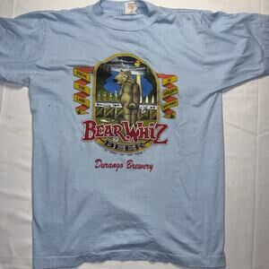 Vintage Bear Whiz Beer Shirt Mens Medium Blue Single Stitch 80s Made in USA
